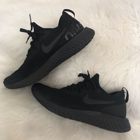 nike epic react triple black on feet